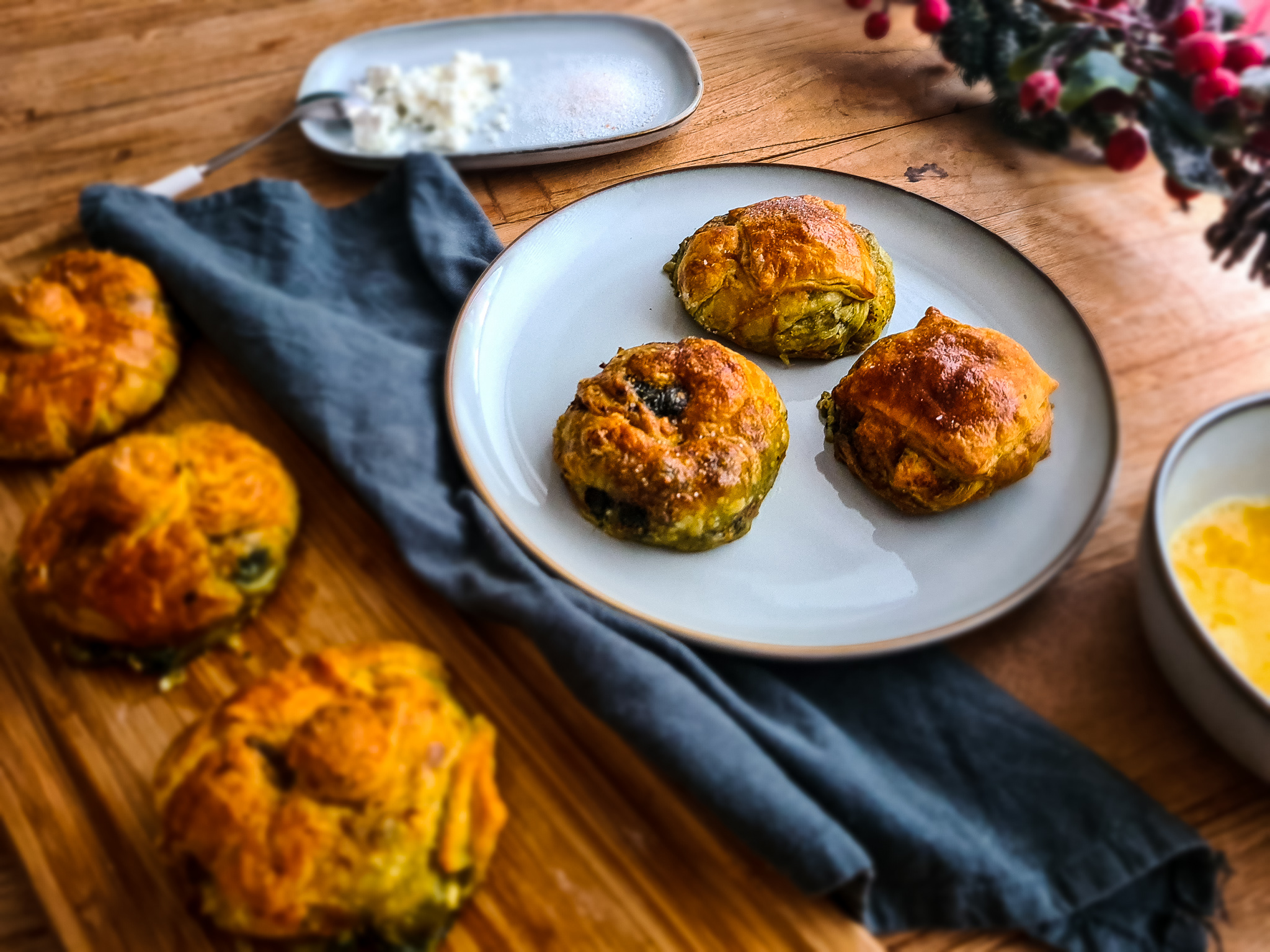 Mini spinaziestrudels met feta en pesto