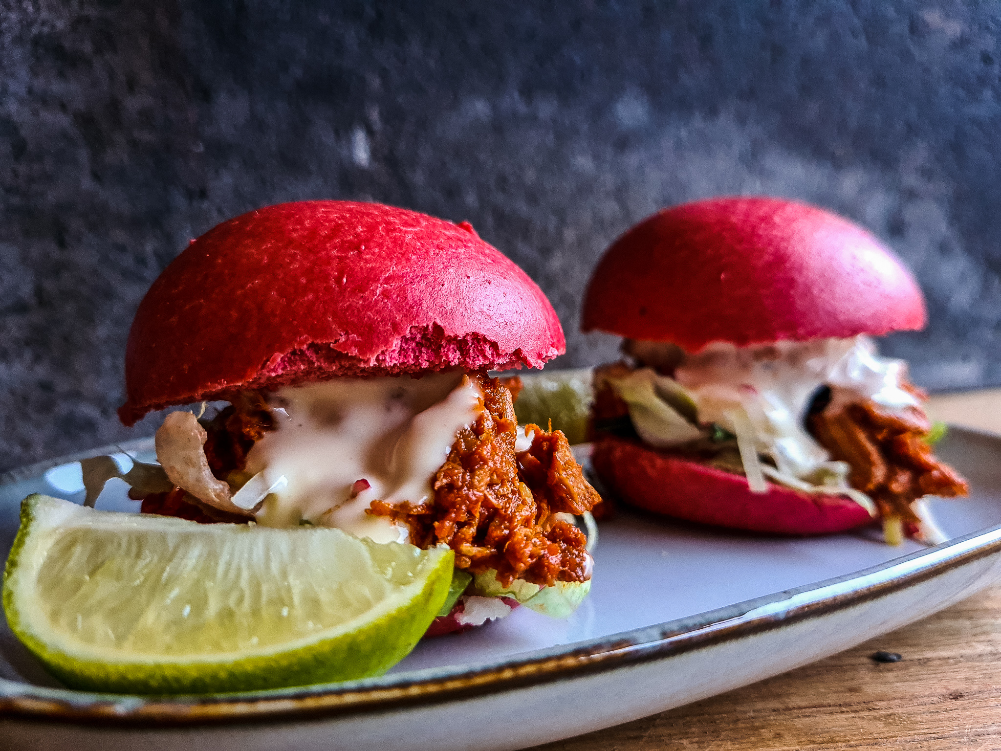 Pink 'pulled pork' BAO BUNS!