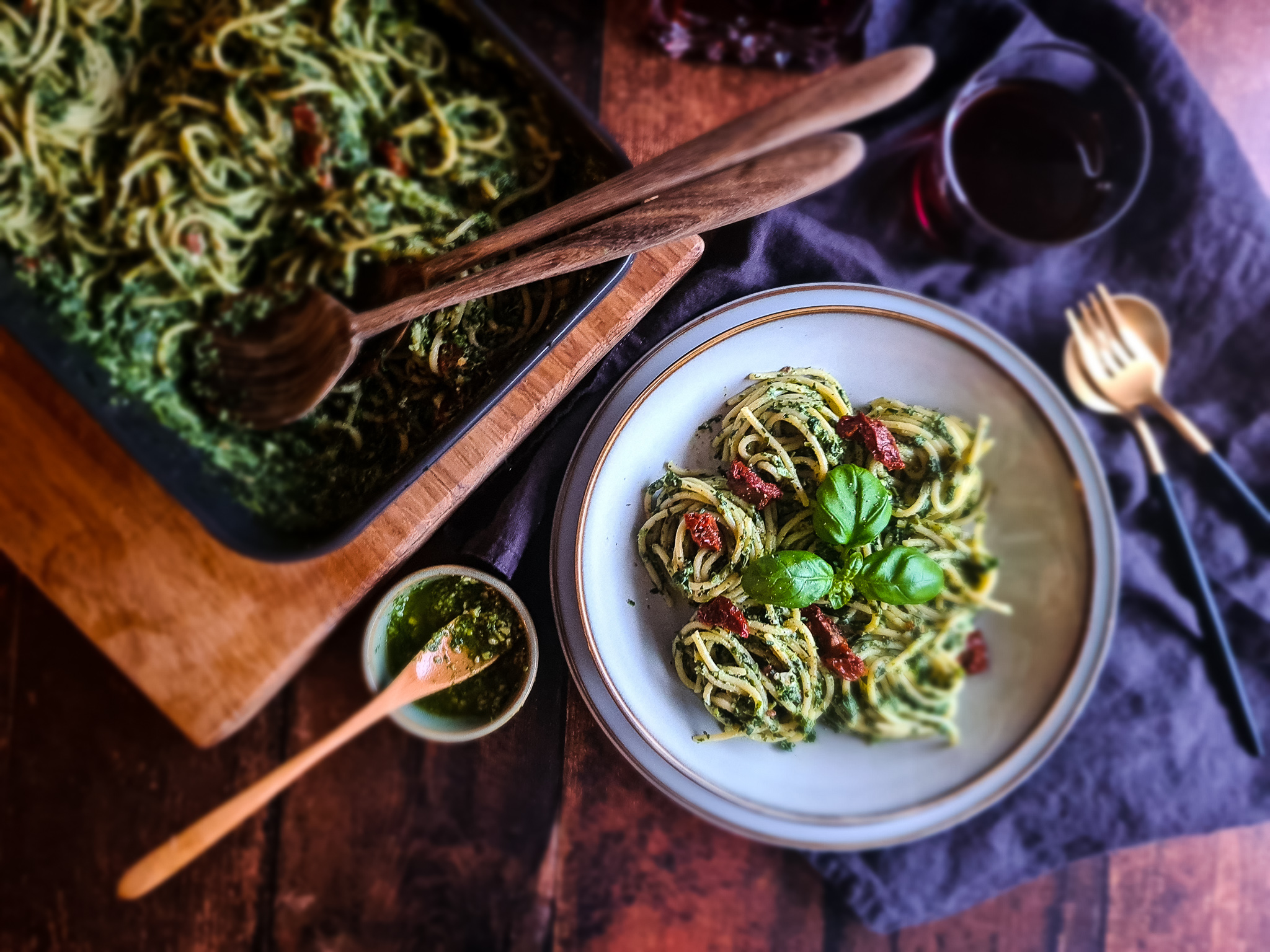 Finse Fetapasta met spinazie en pesto