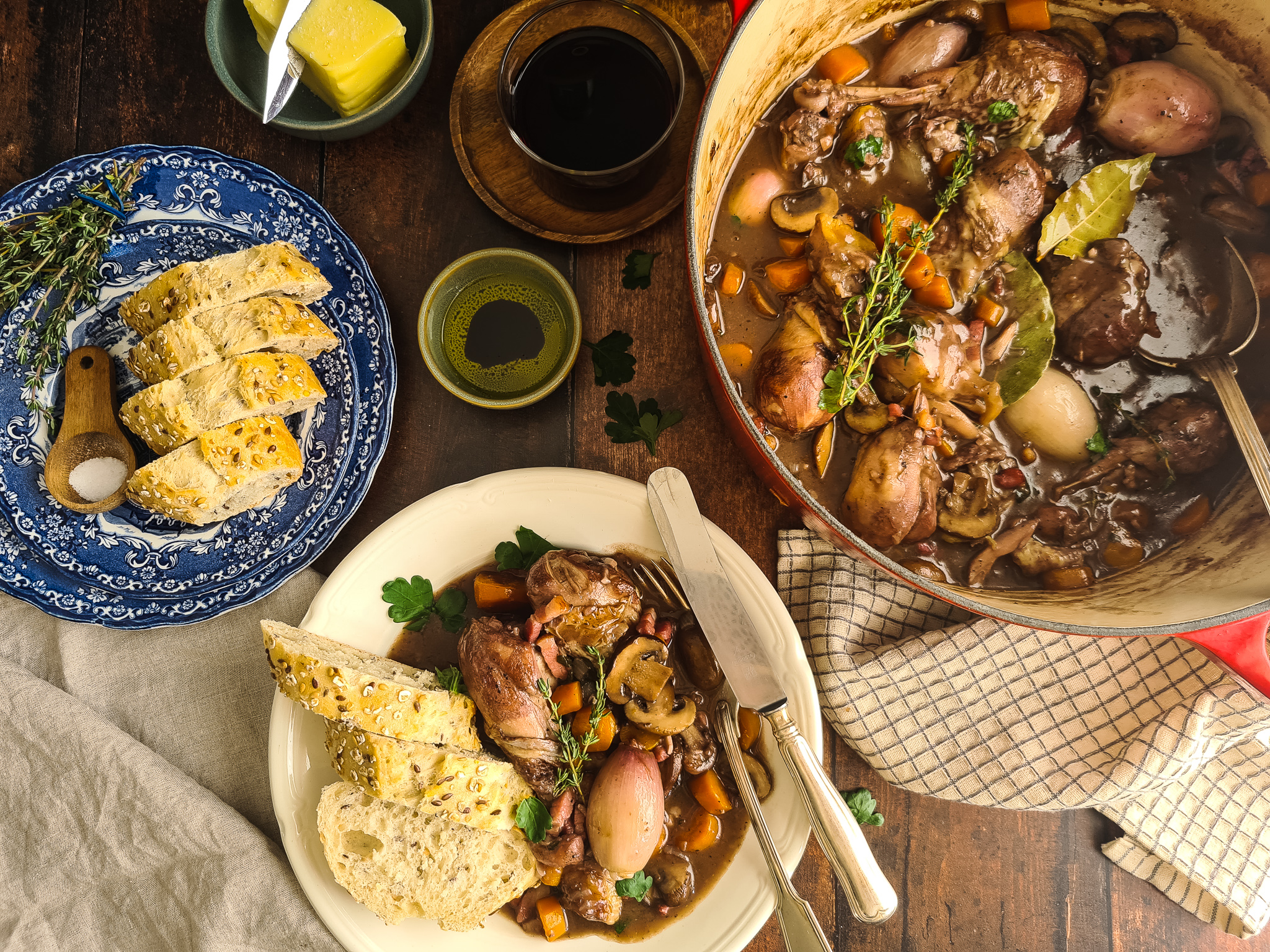 Coq au Vin, Franse stoofschotel met rode wijn