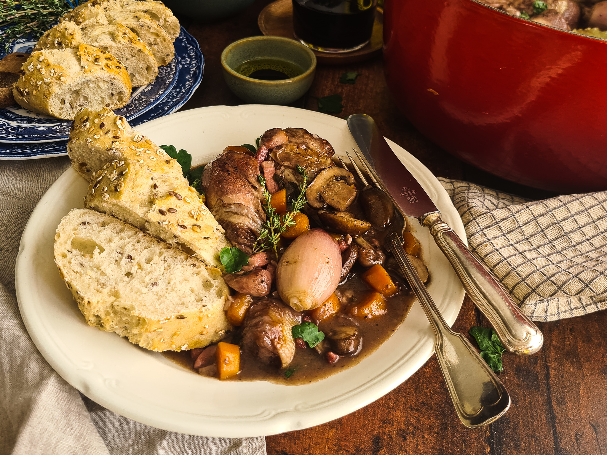 Coq au Vin, Franse stoofschotel met rode wijn