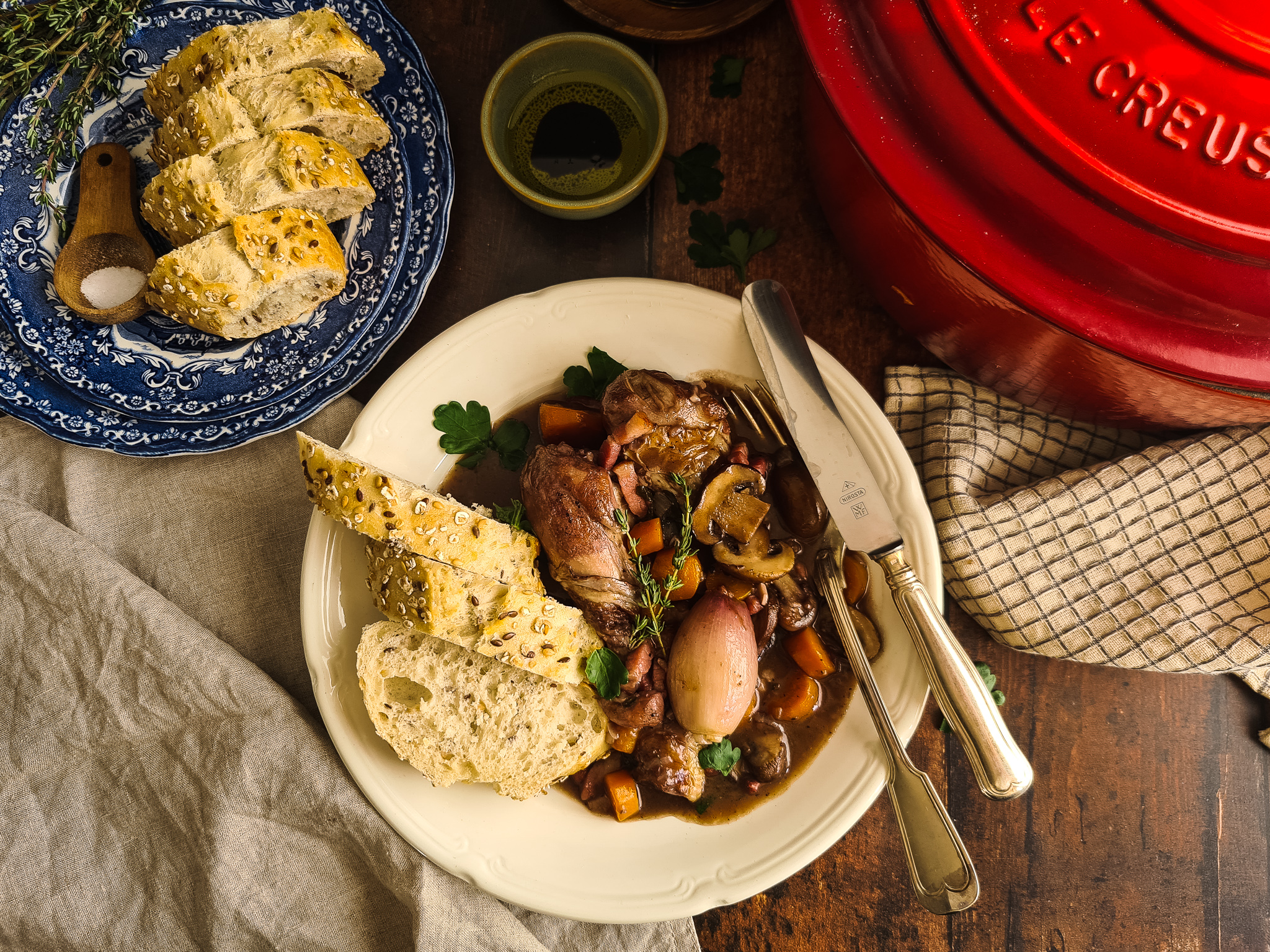 Coq au Vin, Franse stoofschotel met rode wijn