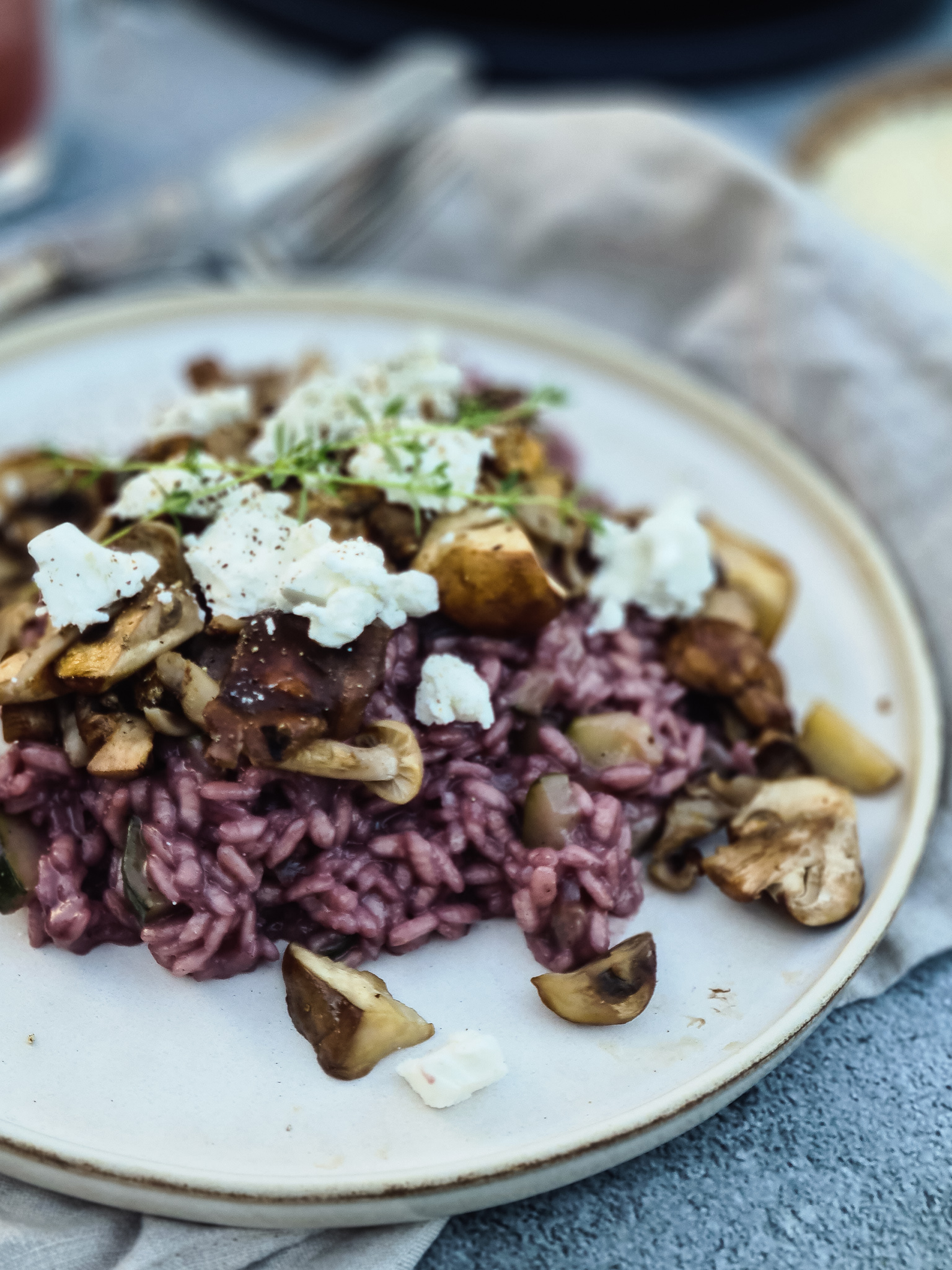 Rode Wijn Risotto met Kastanjechampignons en Geitenkaas