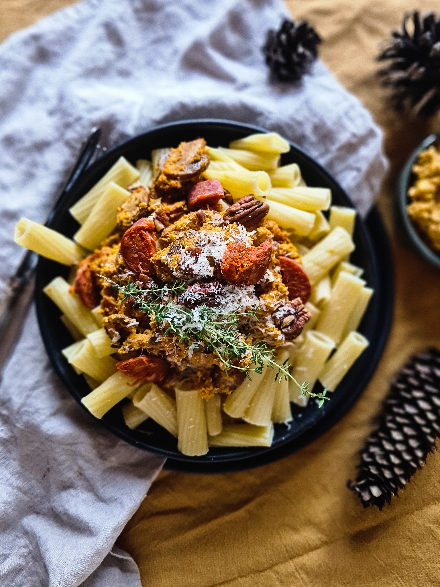 Pasta Pompoenpesto met Chorizo