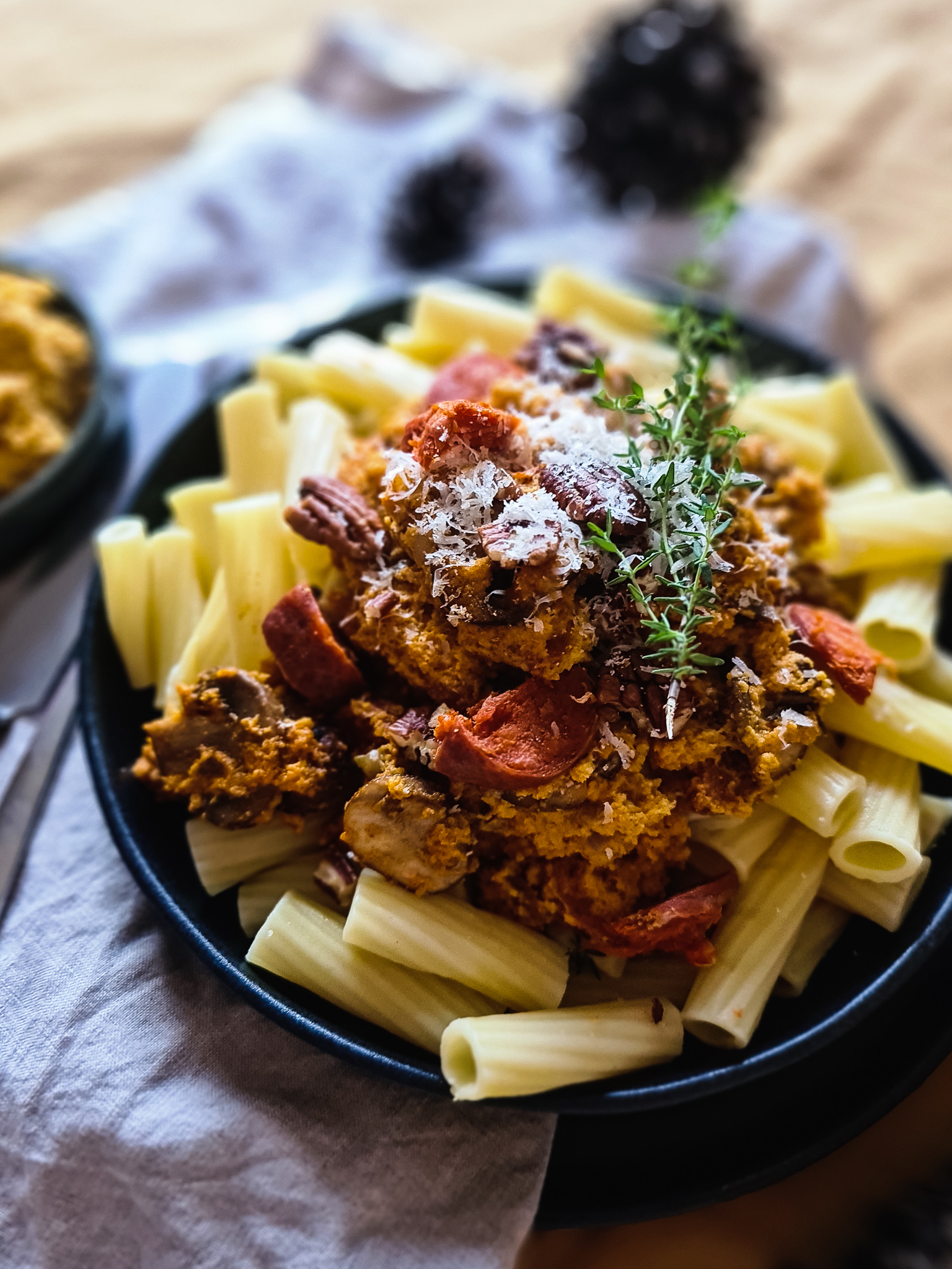 Pasta Pompoenpesto met Chorizo