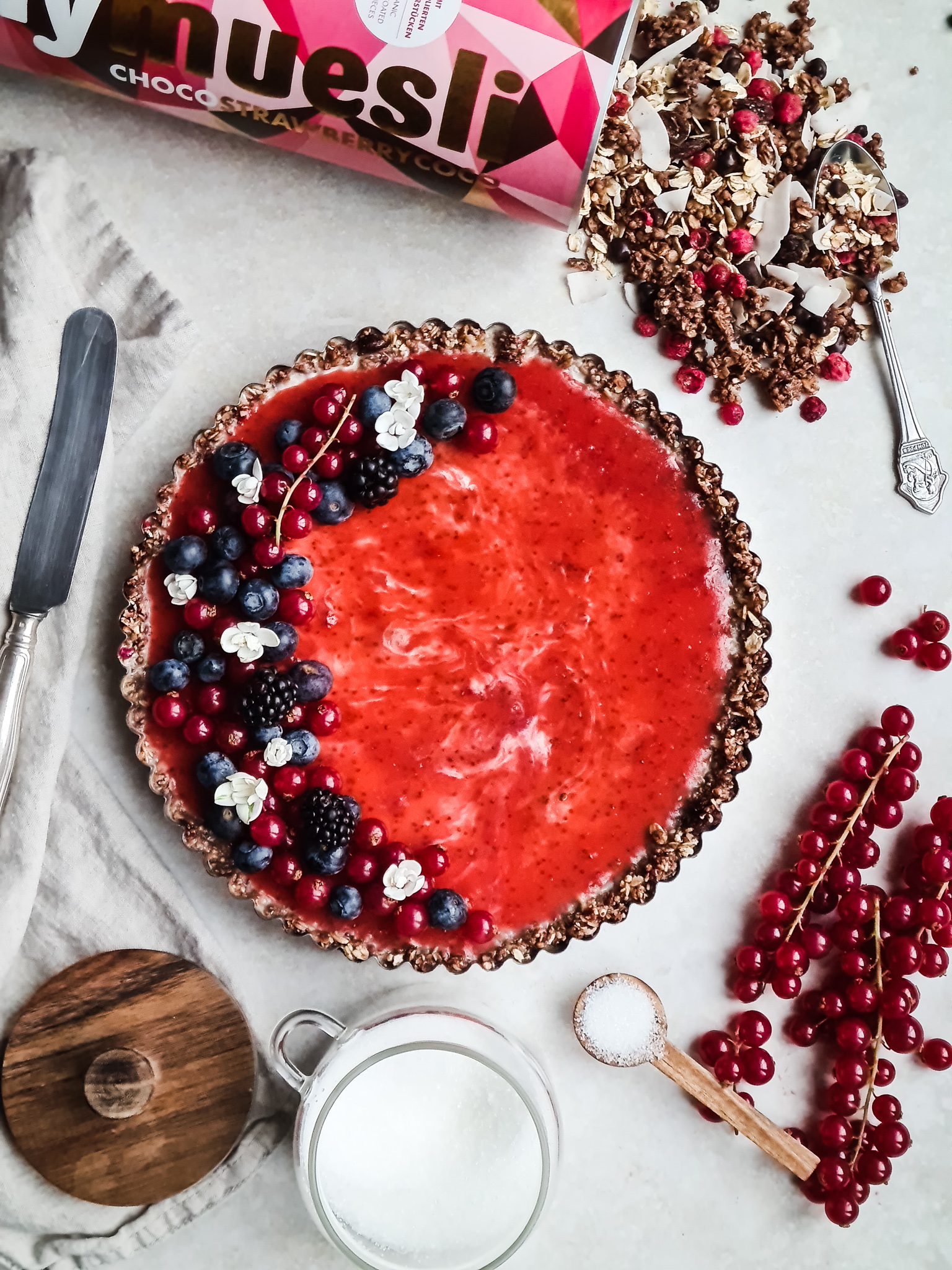 Citroen Panna Cotta taart met Granola