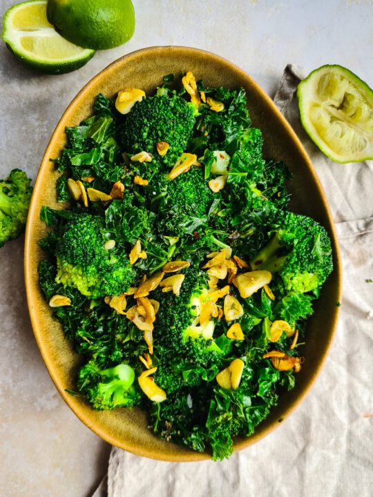 Gebakken Broccoli & Boerenkool met Knoflook, Limoen en Chili